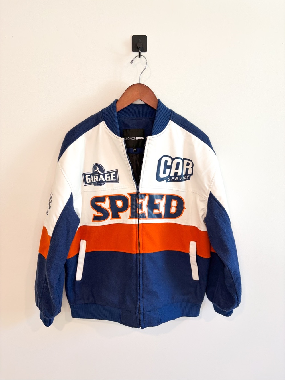 Fashion Nova Over The Speed Limit Oversized Bomber Varsity Jacket Size Small - Picture 5 of 16